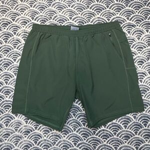 Caliville Stretch Active Lined Performance Shorts in Olive Green L